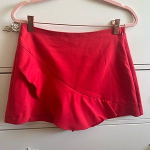 Red Ruffle Skort Zara